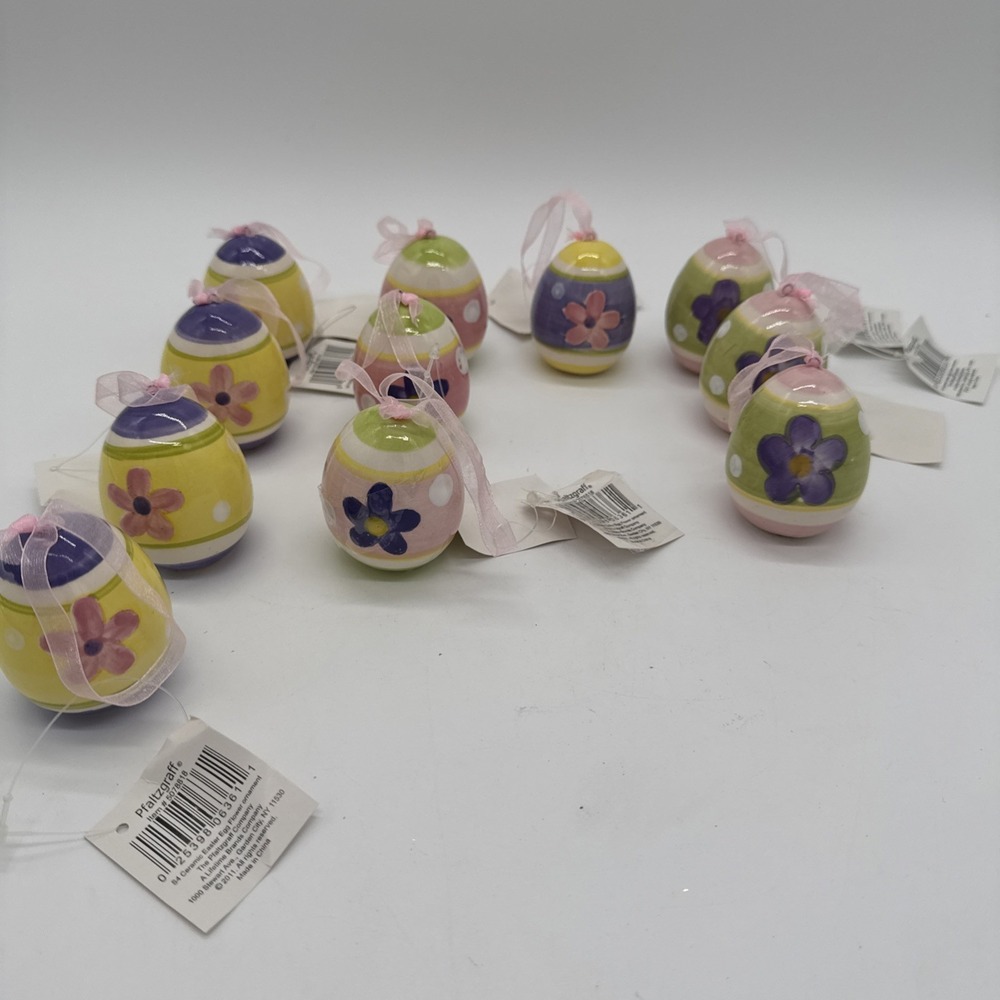 NEW Rare set‎ of 11 2011 Pfaltzgraff Easter Egg Ornaments Ceramic